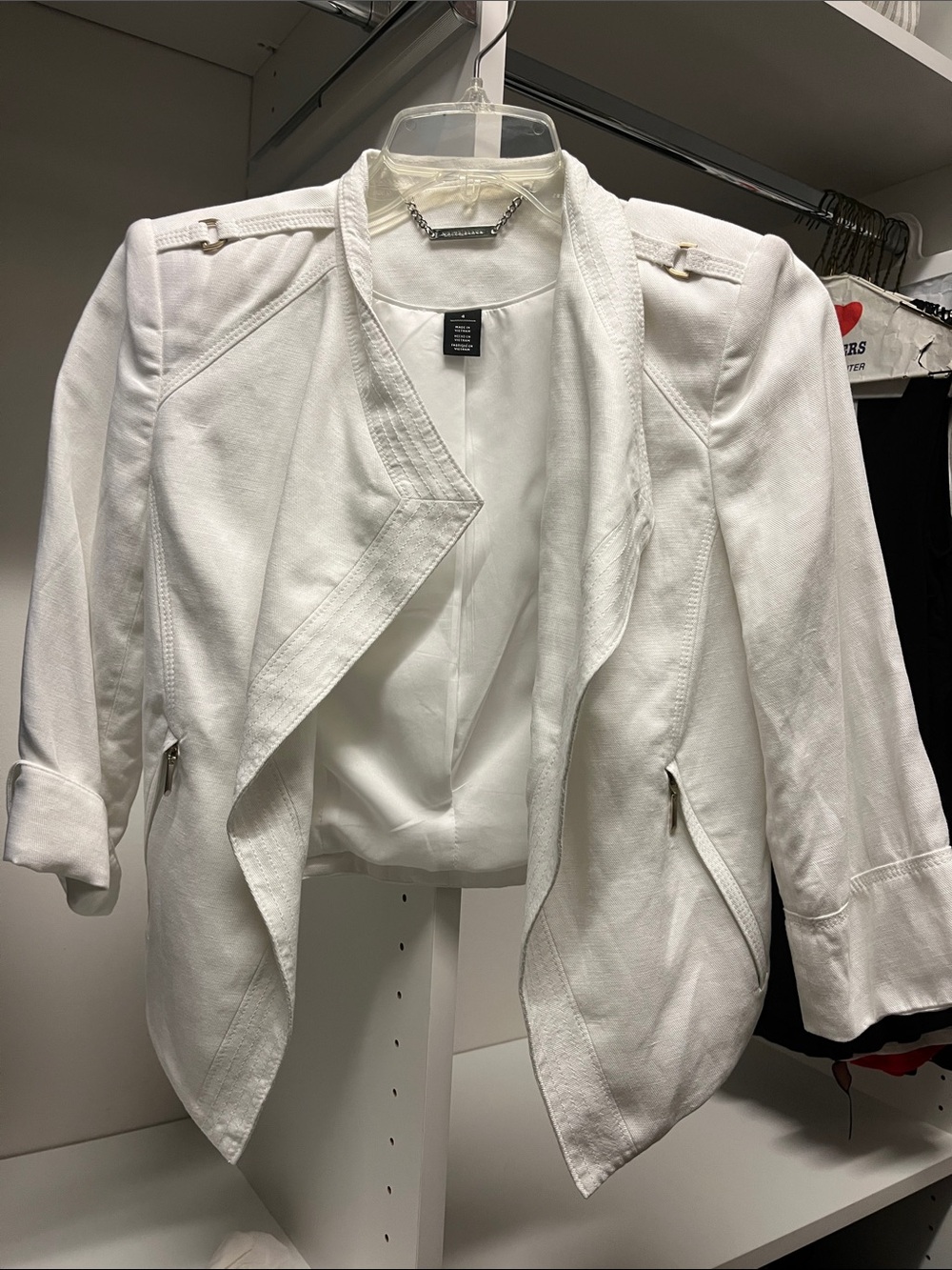 White House Black Market White Draped Open-Front Blazer